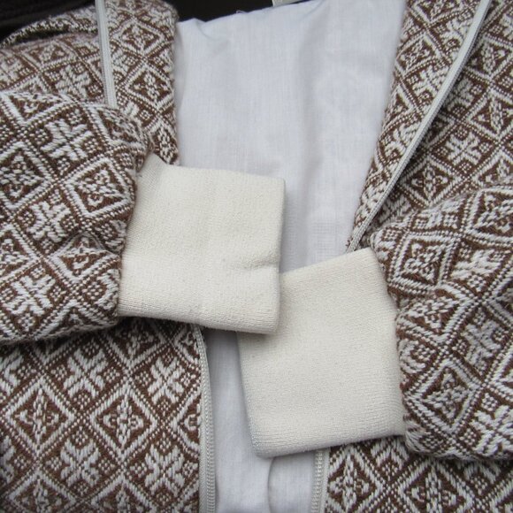 STUSSY Women's Zip Up Skater Hoodie Brown Geometric Pattern Juniors Medium - Picture 10 of 14